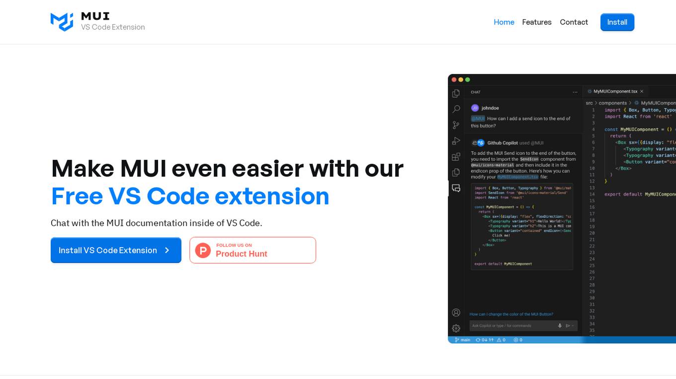 MUI VS Code Extension Screenshot