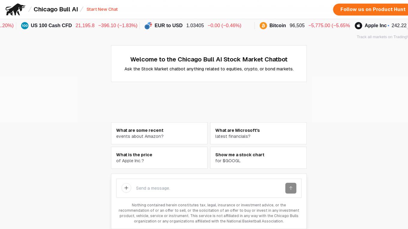 Chicago Bull AI Wallstreet Chatbot Screenshot