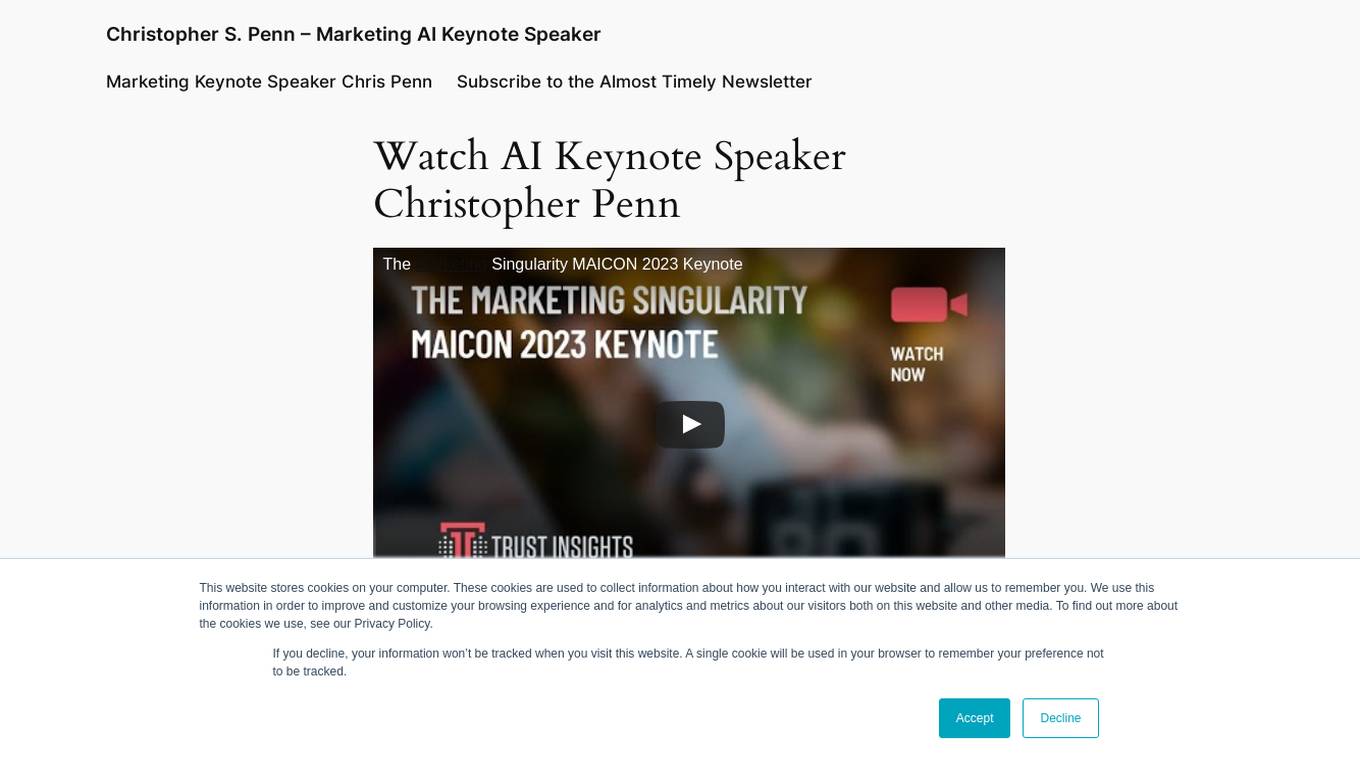 Christopher S. Penn - Marketing AI Keynote Speaker Screenshot