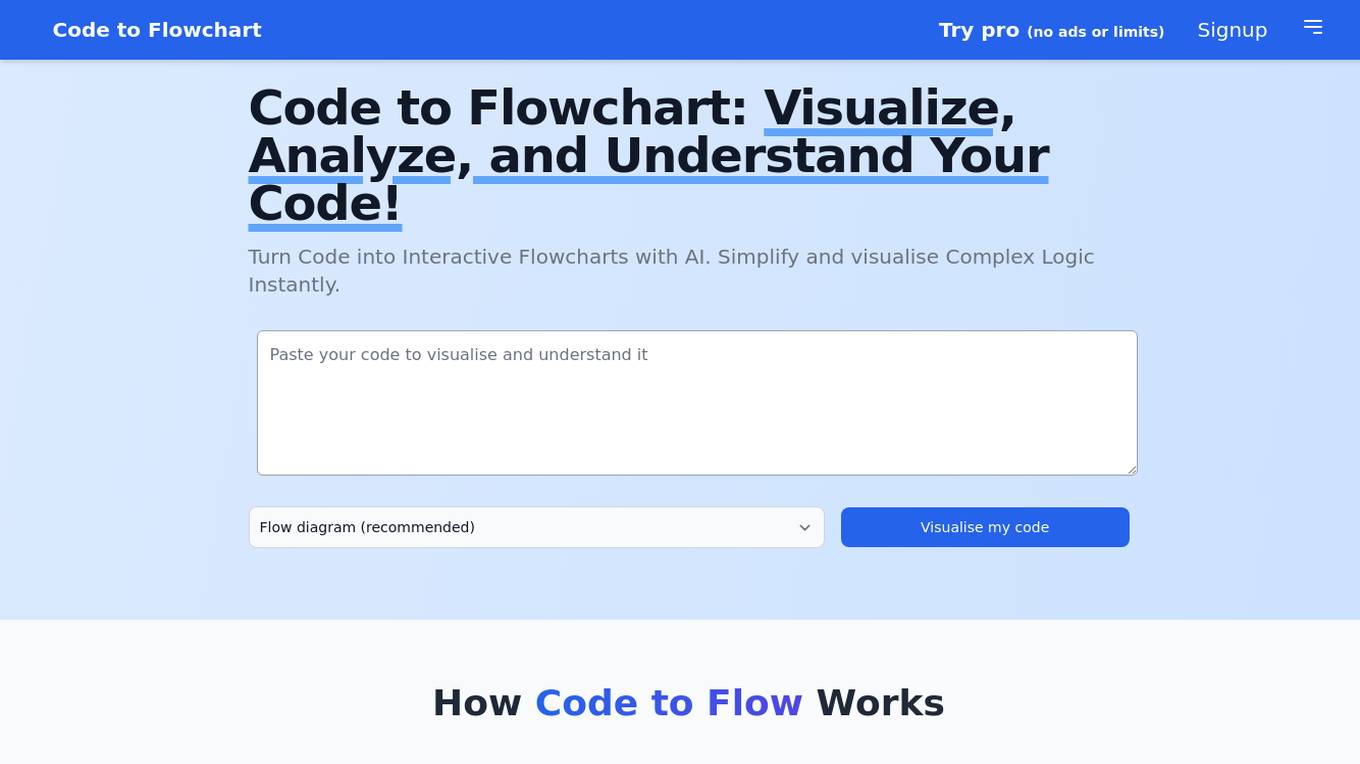 Code to Flowchart Screenshot