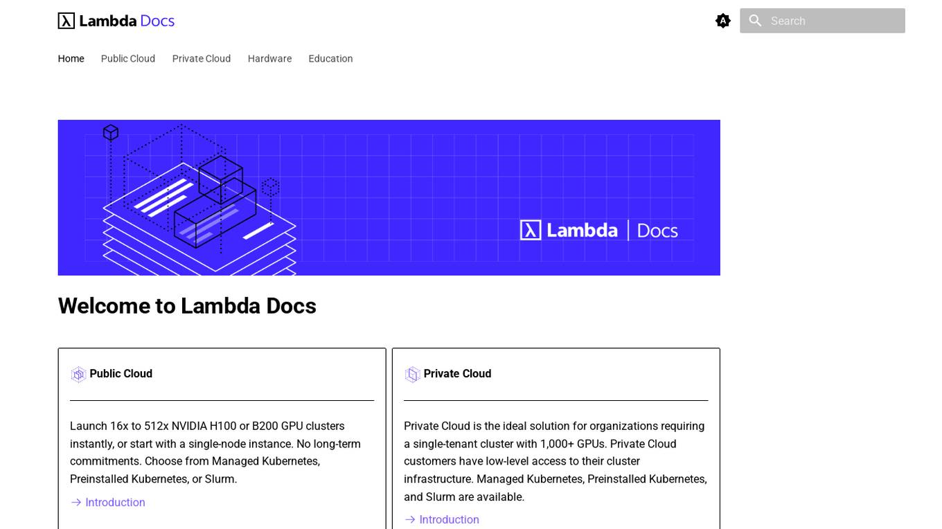 Lambda Docs Screenshot
