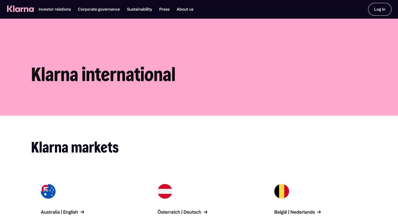 Klarna International Screenshot