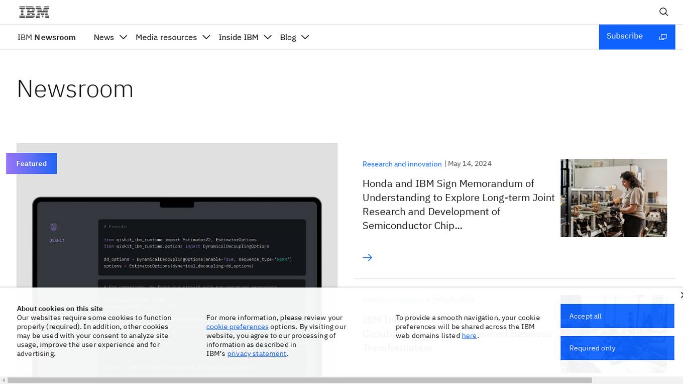 IBM Newsroom Screenshot