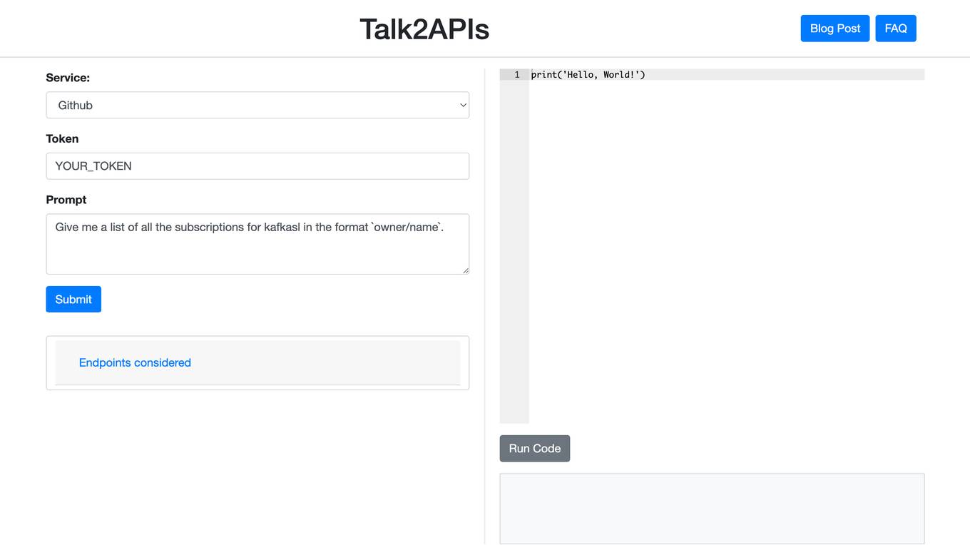 Talk2APIs Screenshot