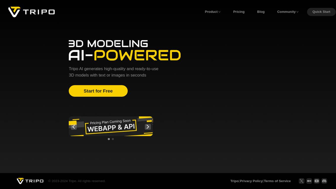 Tripo AI for Web Screenshot