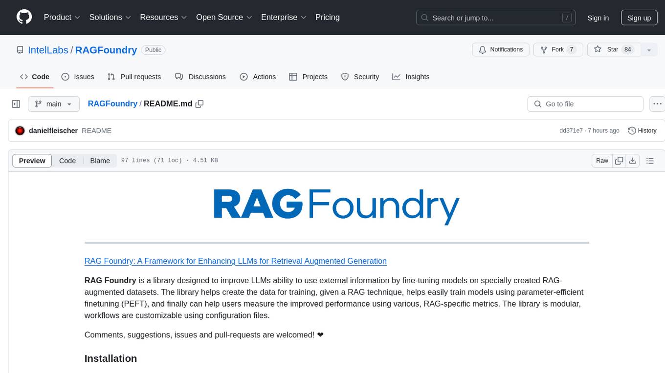 RAGFoundry Screenshot