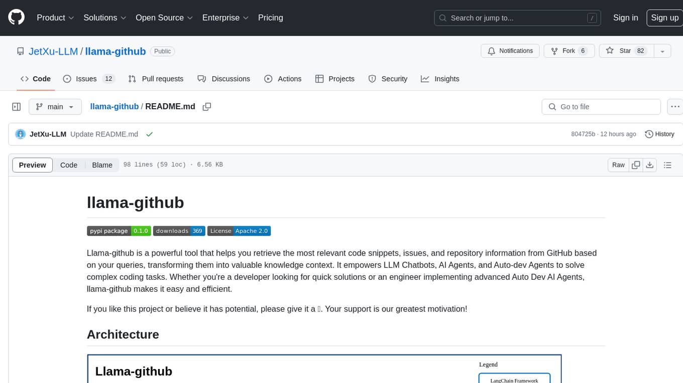 llama-github Screenshot