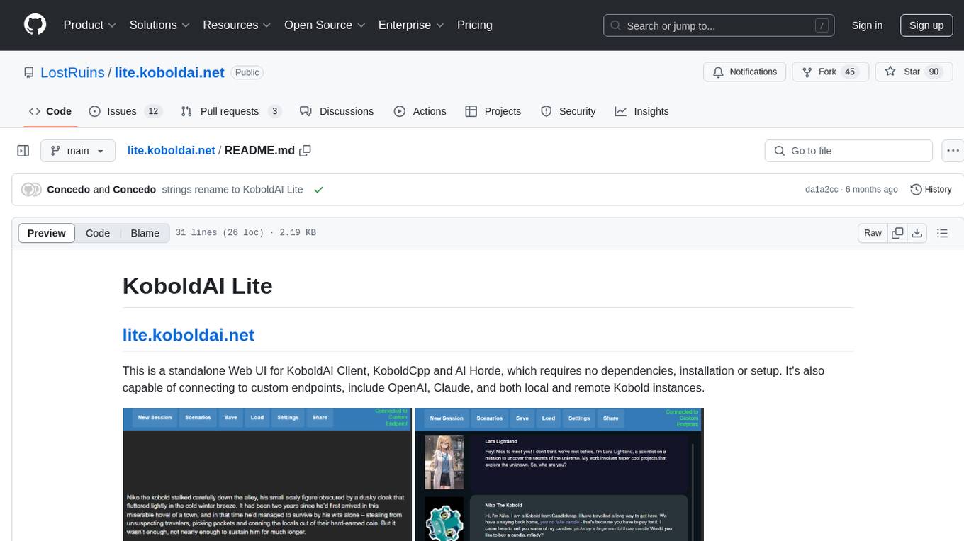 lite.koboldai.net Screenshot