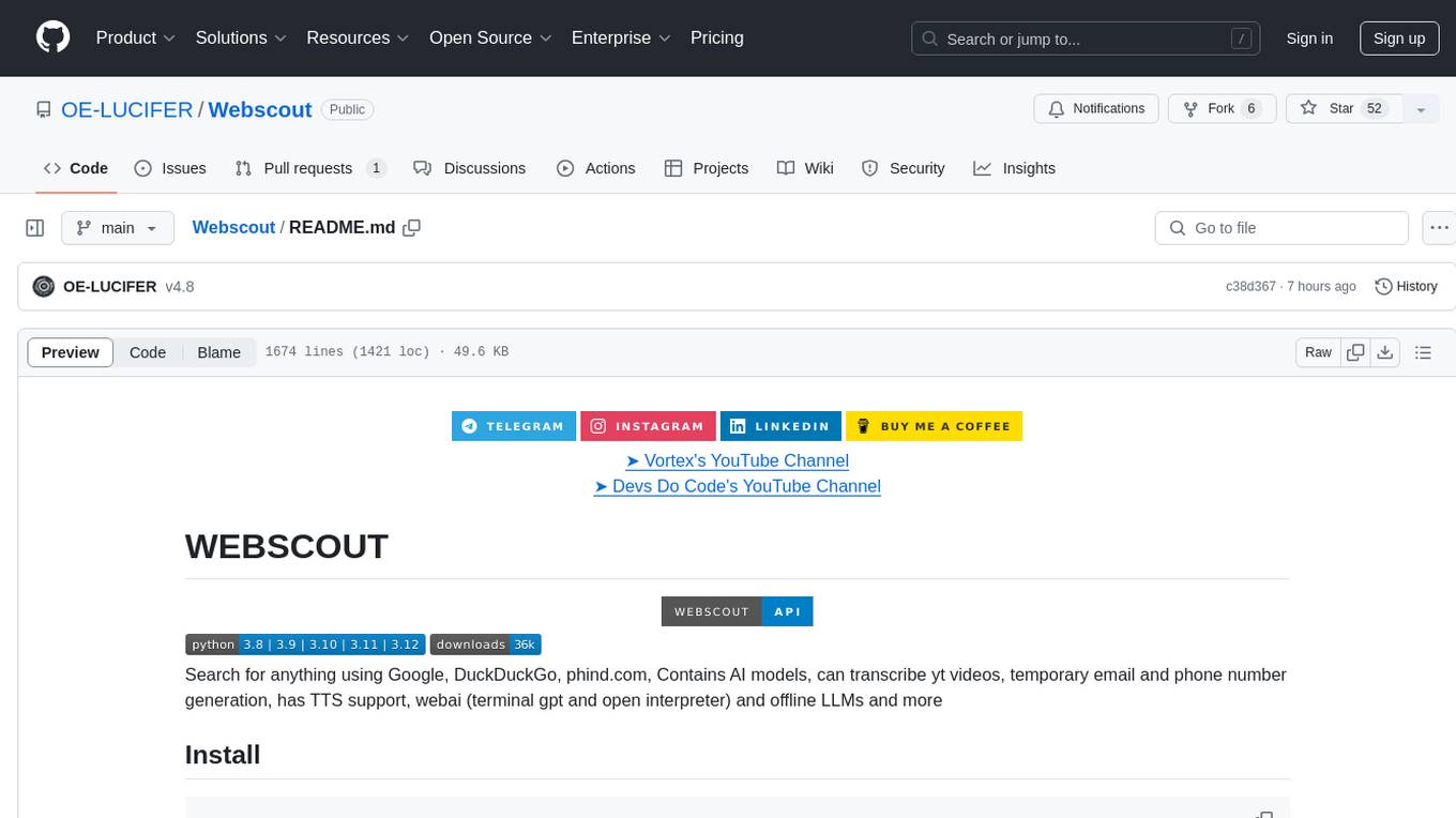 Webscout Screenshot