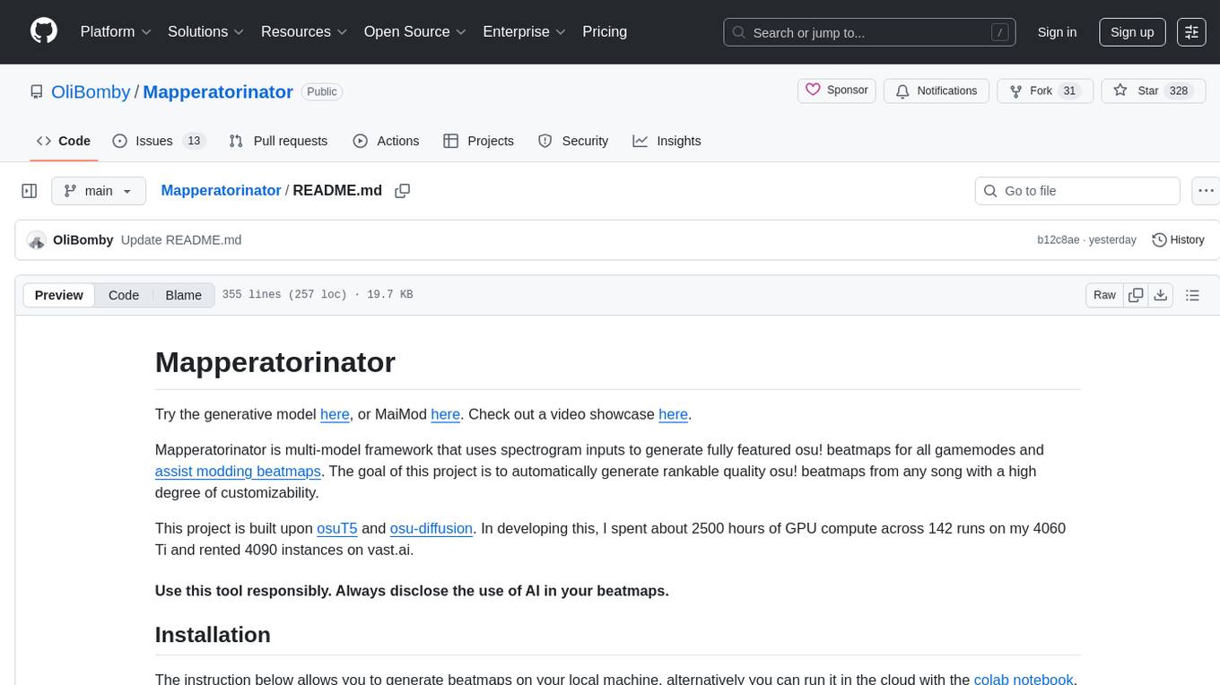 Mapperatorinator Screenshot