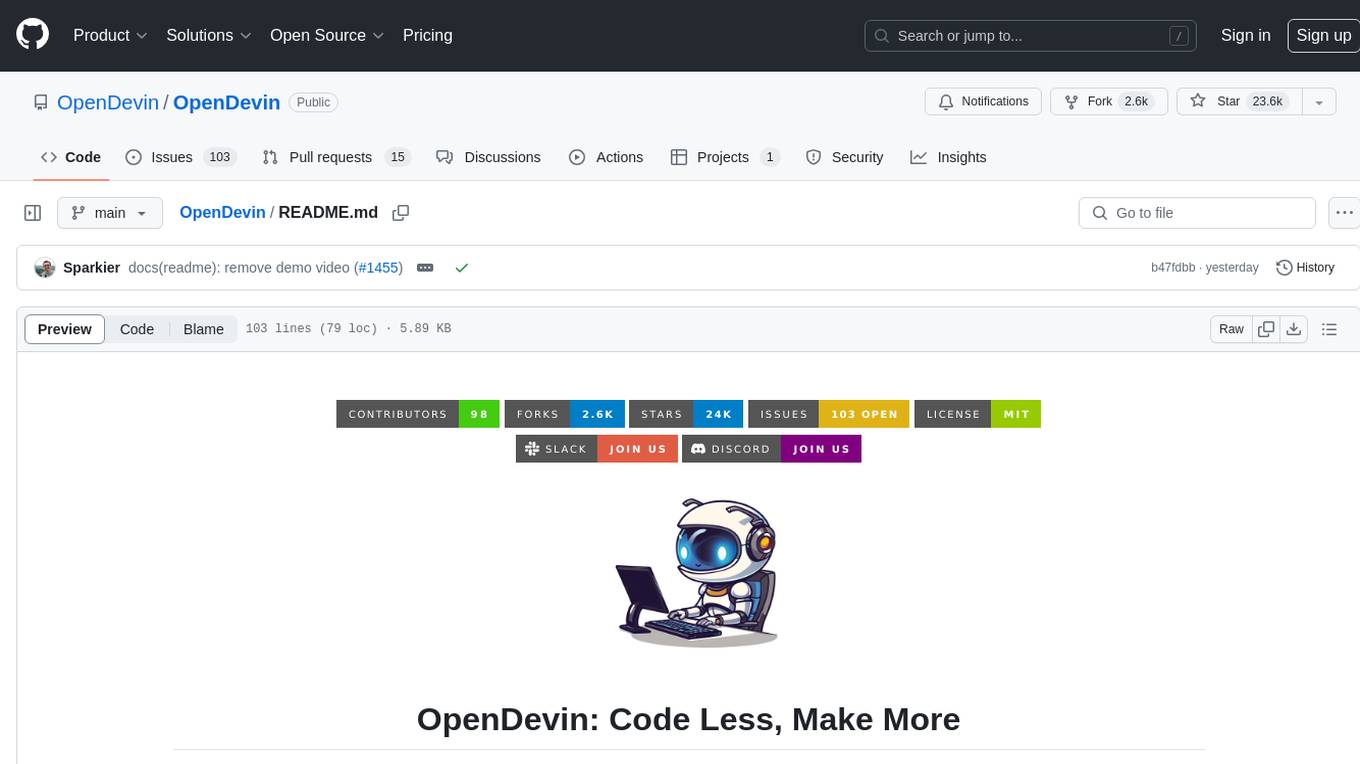 OpenDevin Screenshot