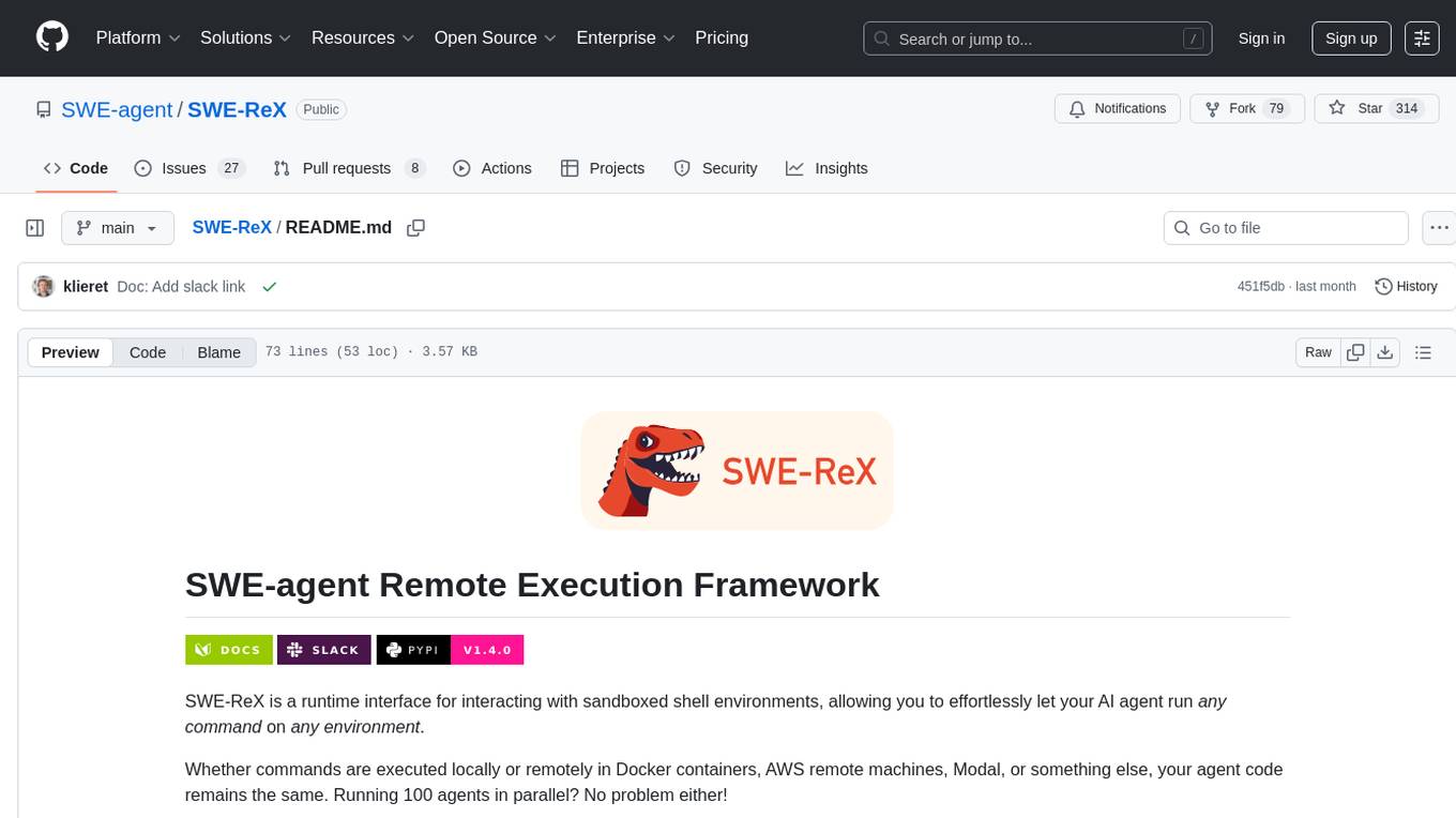 SWE-ReX Screenshot