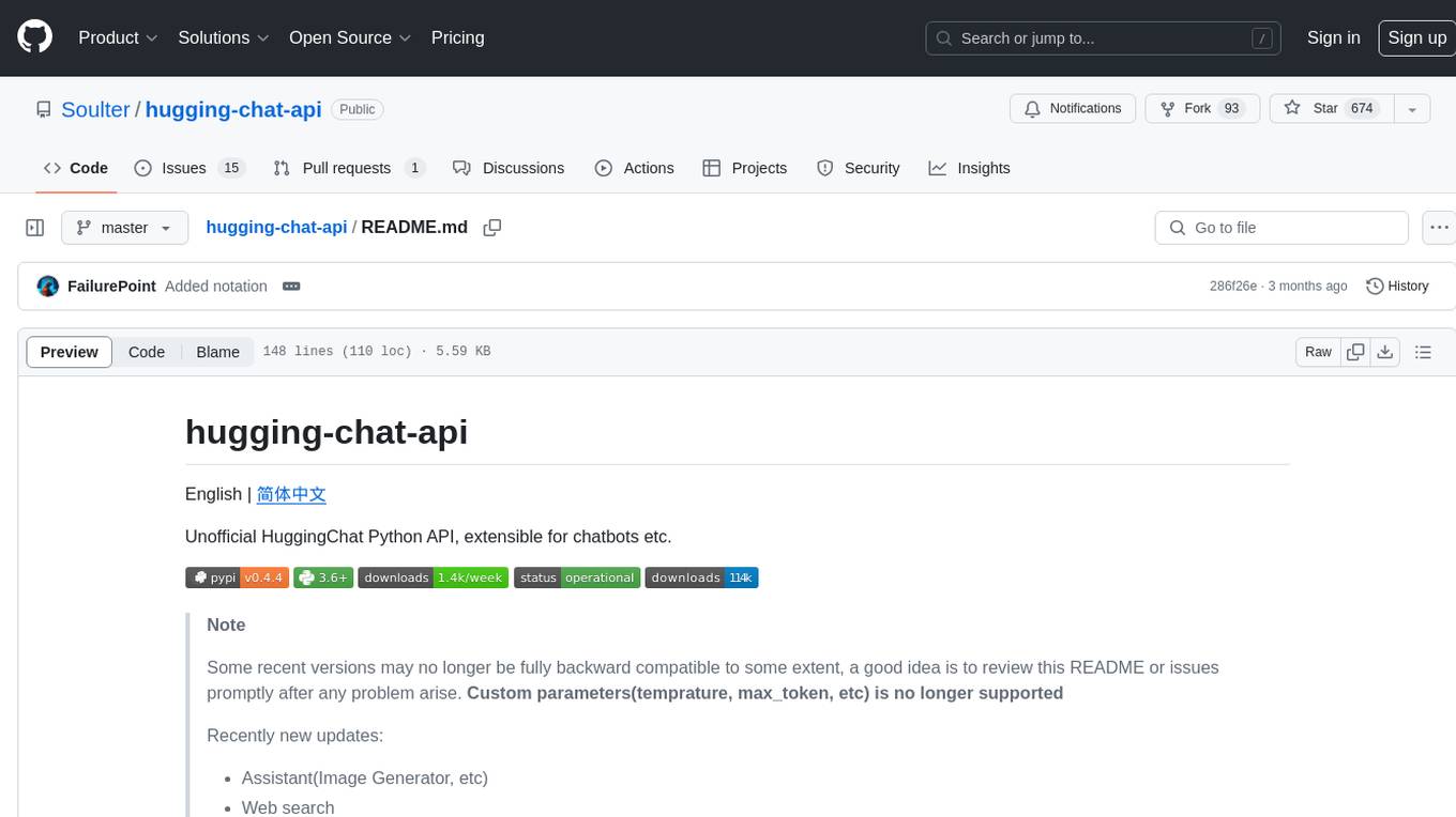 hugging-chat-api Screenshot