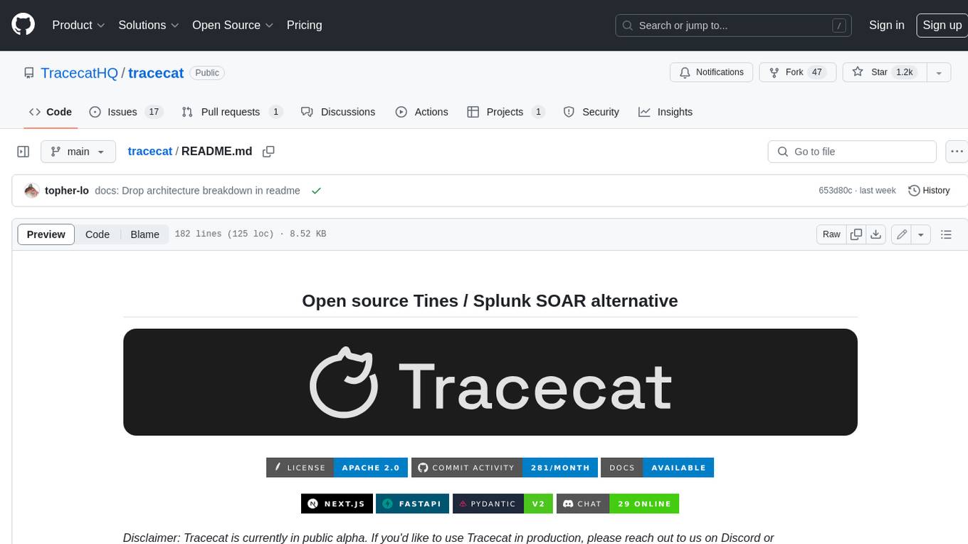 tracecat Screenshot