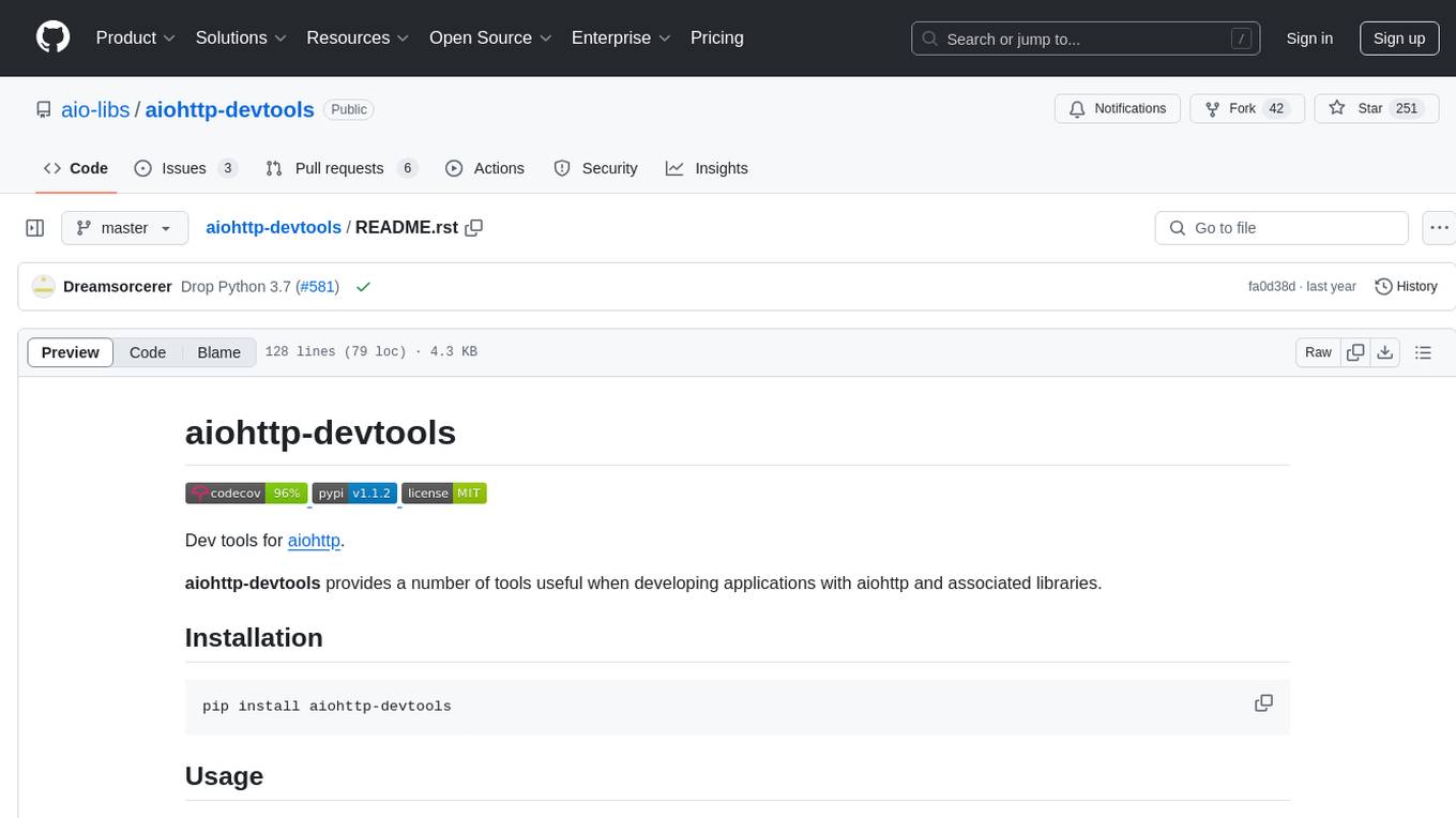 aiohttp-devtools Screenshot