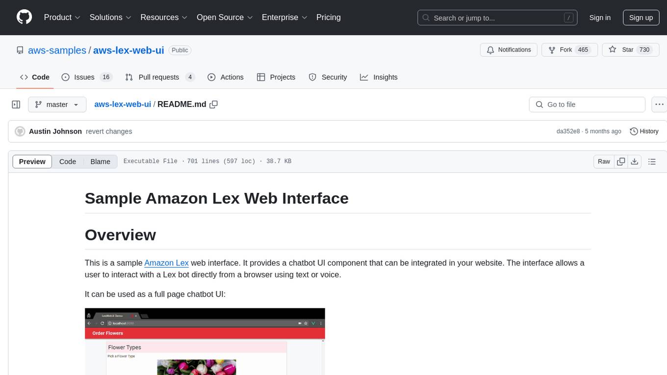 aws-lex-web-ui Screenshot