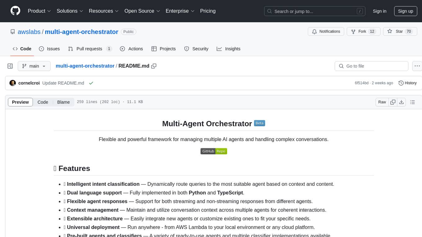 multi-agent-orchestrator Screenshot