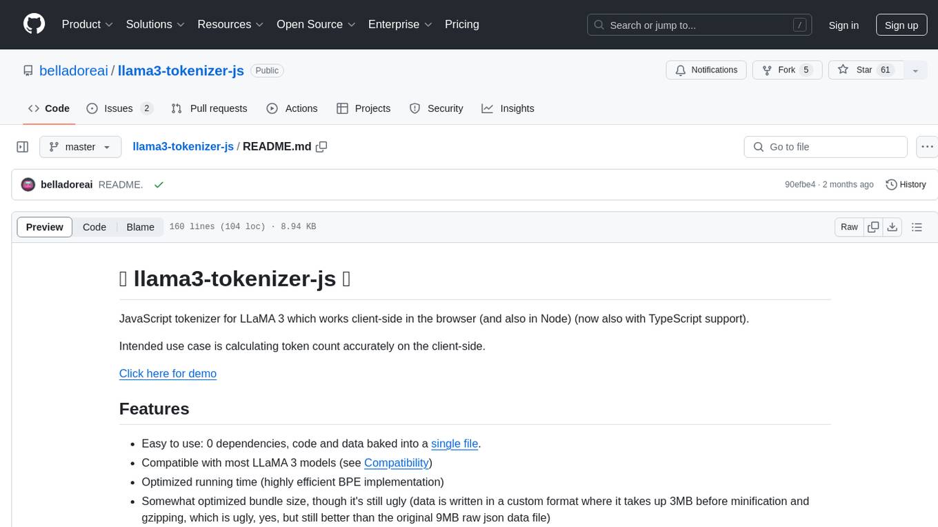 llama3-tokenizer-js Screenshot