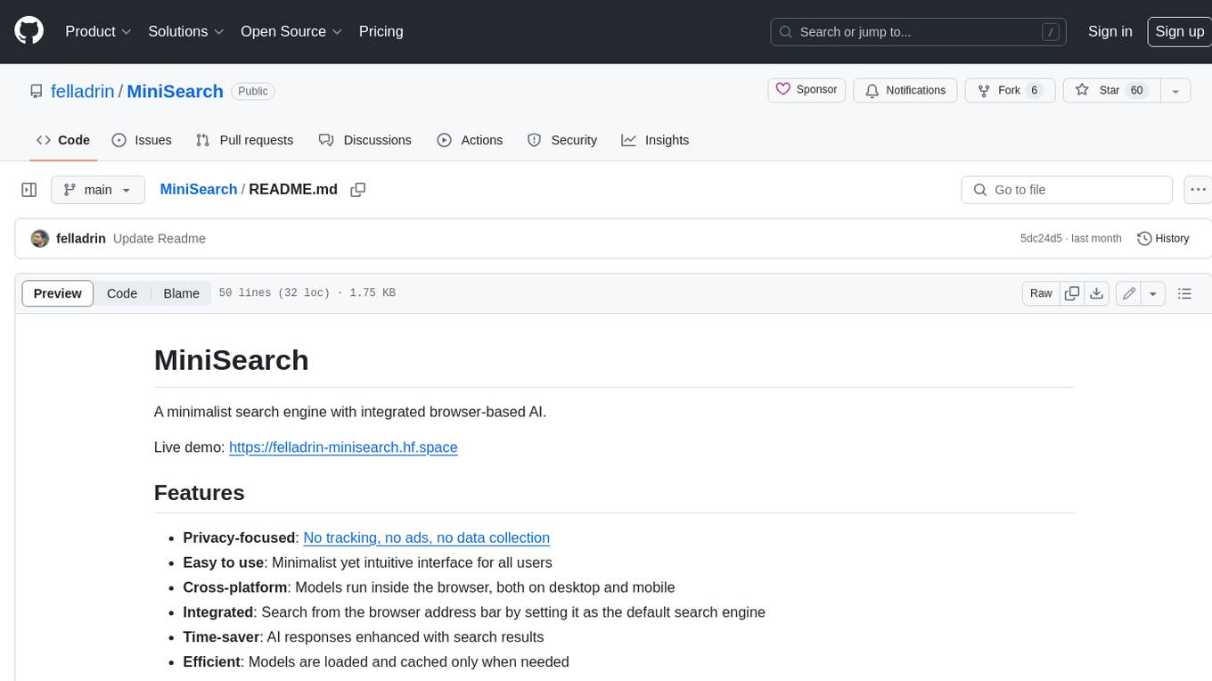 MiniSearch Screenshot