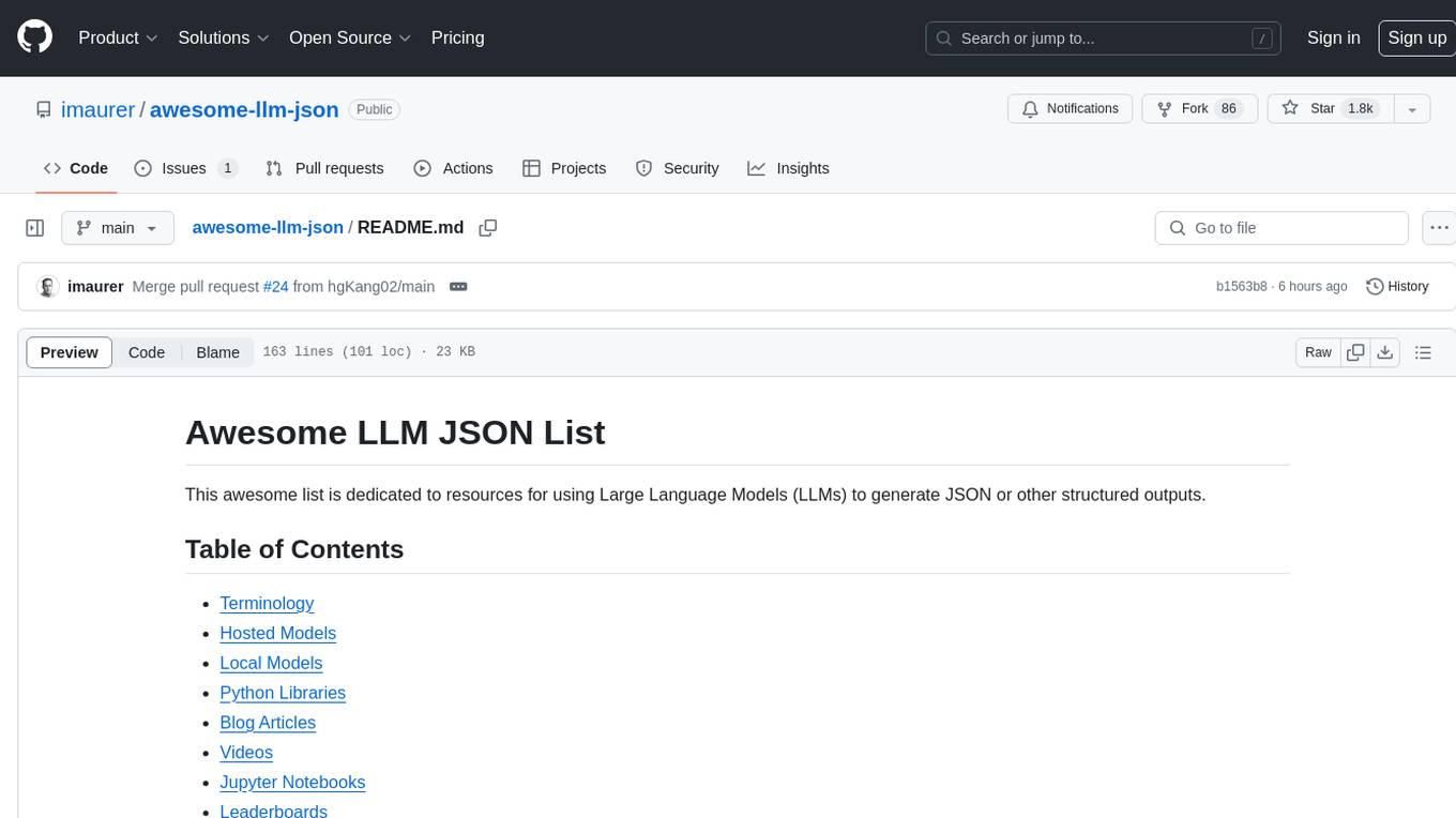 awesome-llm-json Screenshot