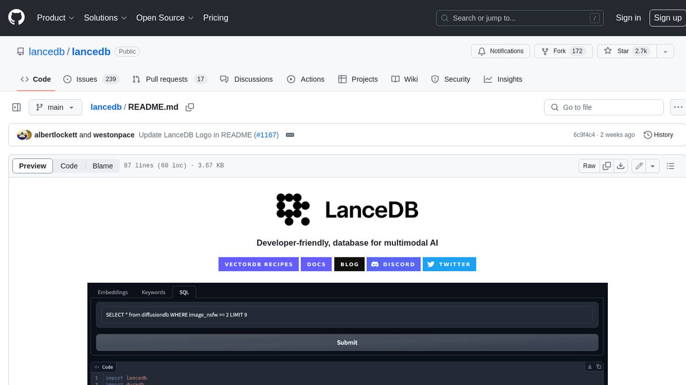 lancedb Screenshot