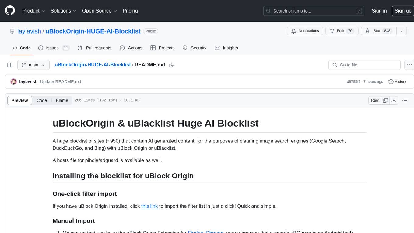 uBlockOrigin-HUGE-AI-Blocklist Screenshot