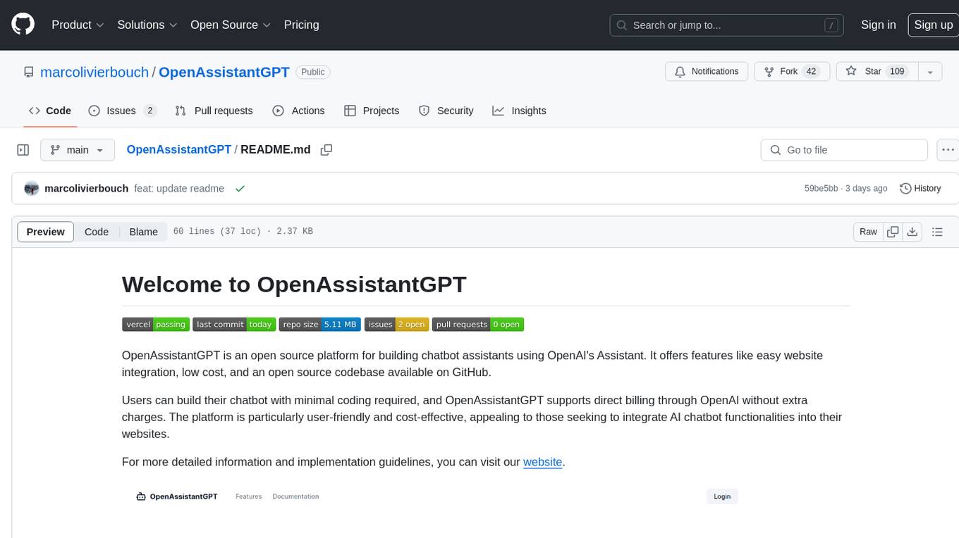 OpenAssistantGPT Screenshot