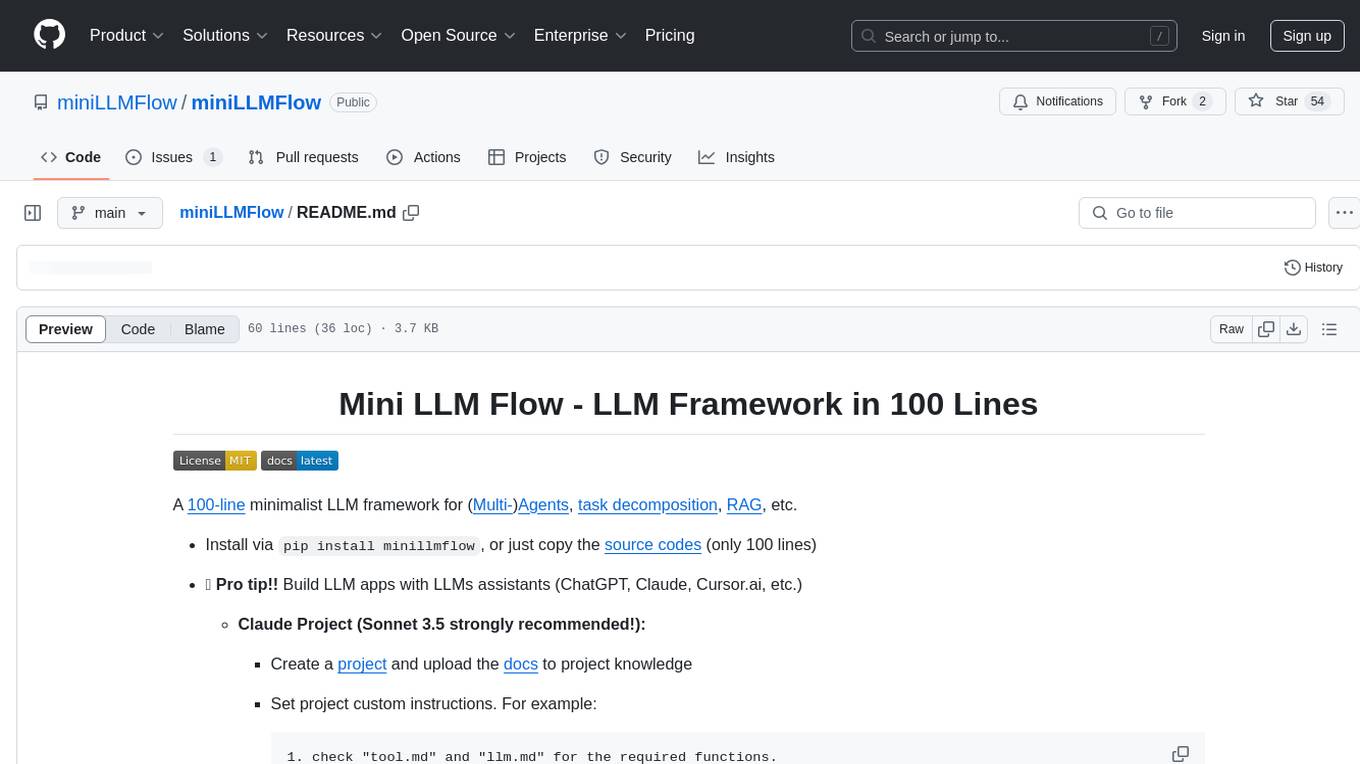 miniLLMFlow Screenshot