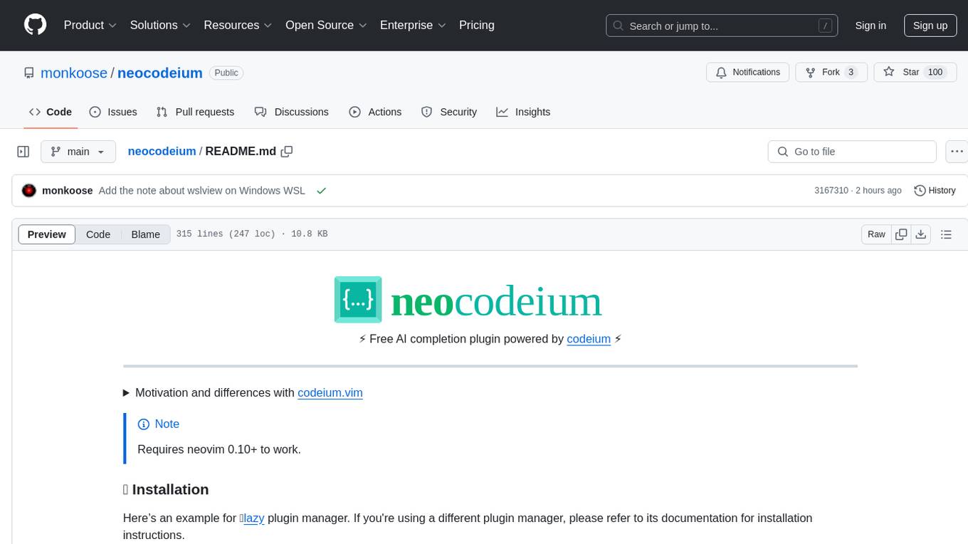 neocodeium Screenshot