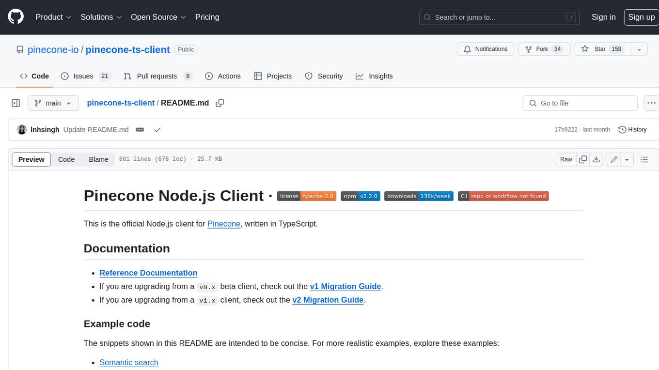 pinecone-ts-client Screenshot