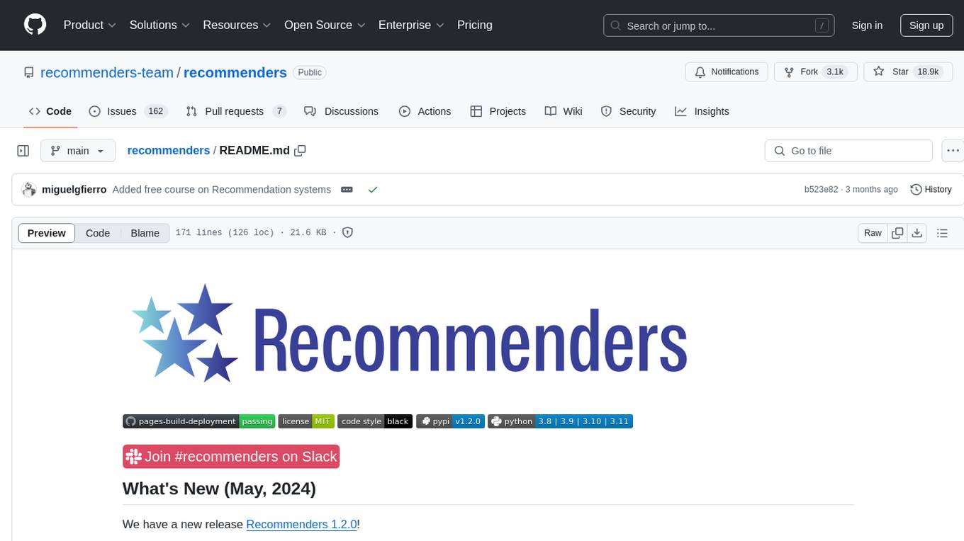 recommenders Screenshot