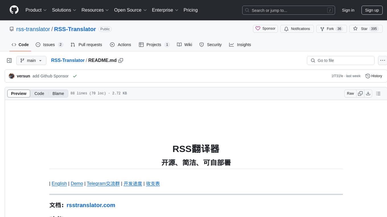 RSS-Translator Screenshot