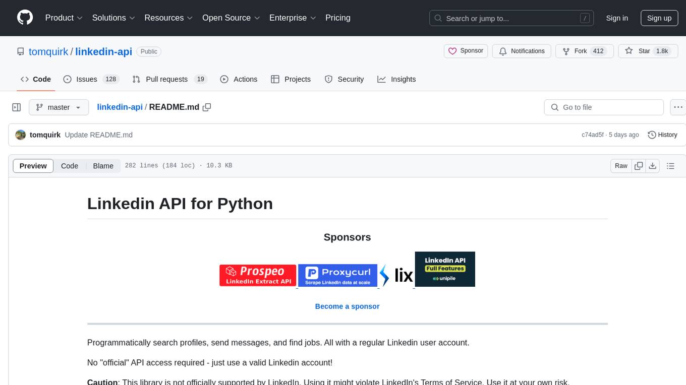 linkedin-api Screenshot