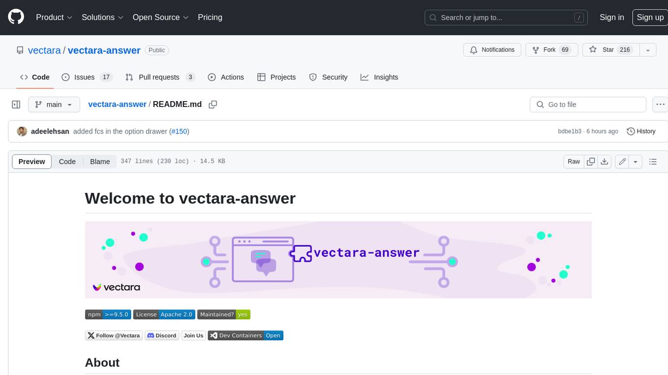 vectara-answer Screenshot