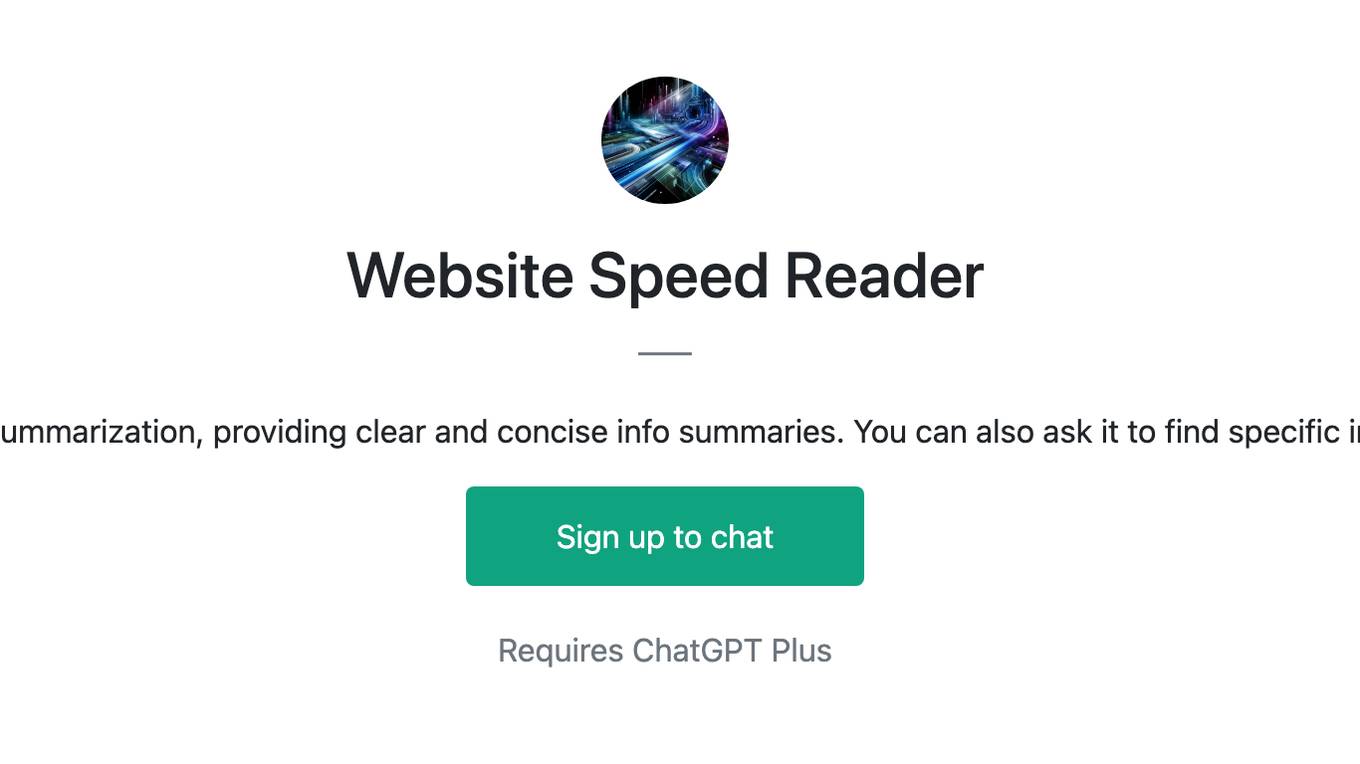 Website Speed Reader Screenshot