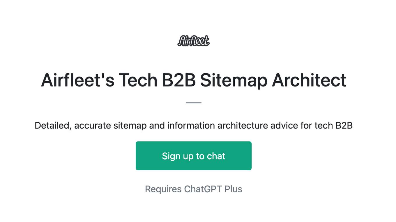 Airfleet's Tech B2B Sitemap Architect Screenshot