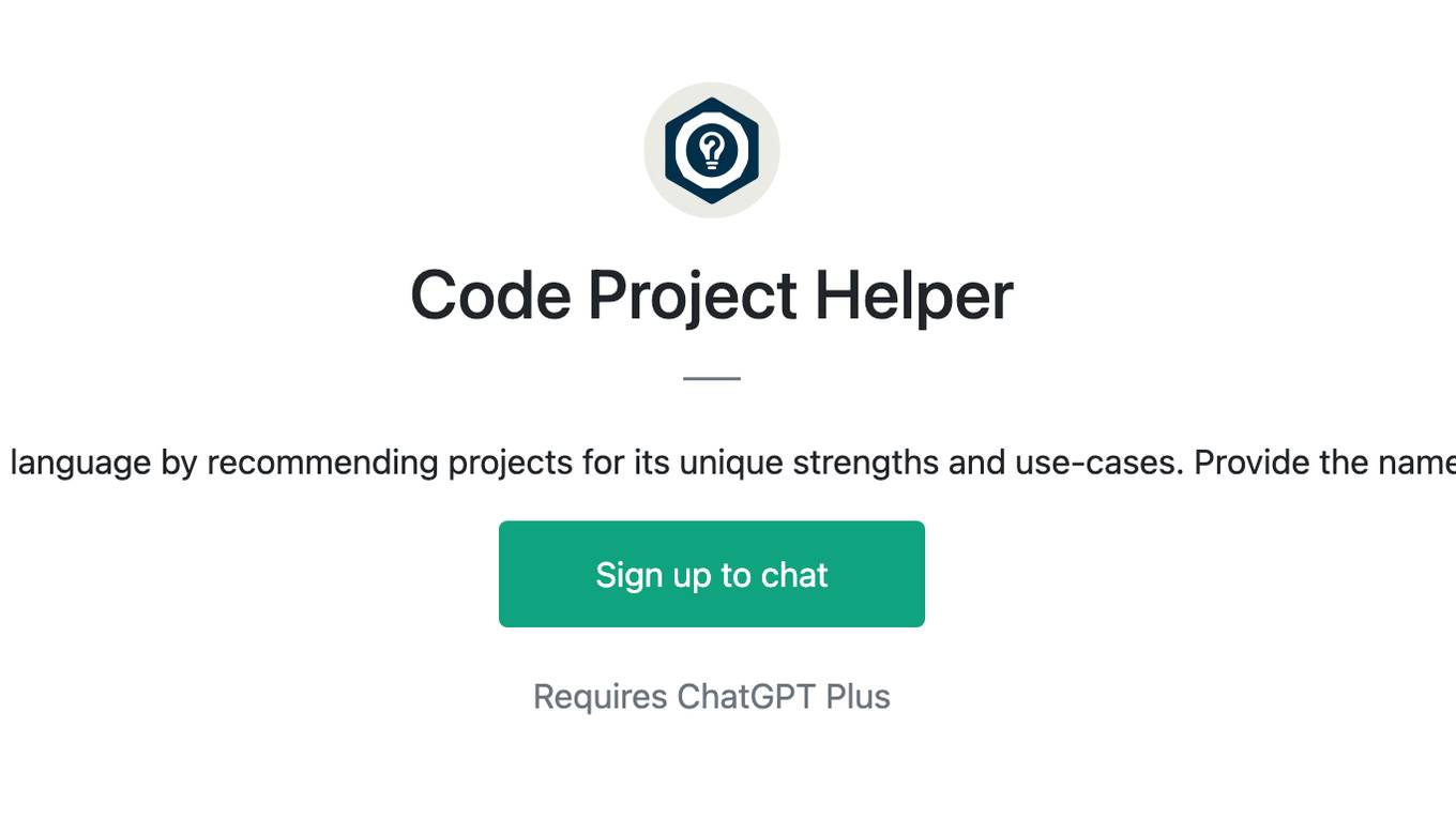 Code Project Helper Screenshot