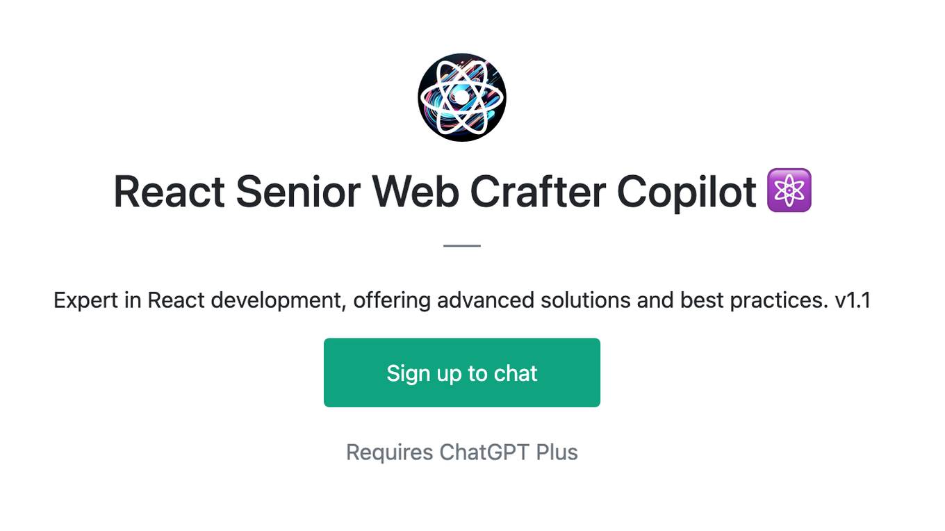 React Senior Web Crafter Copilot ⚛️ Screenshot