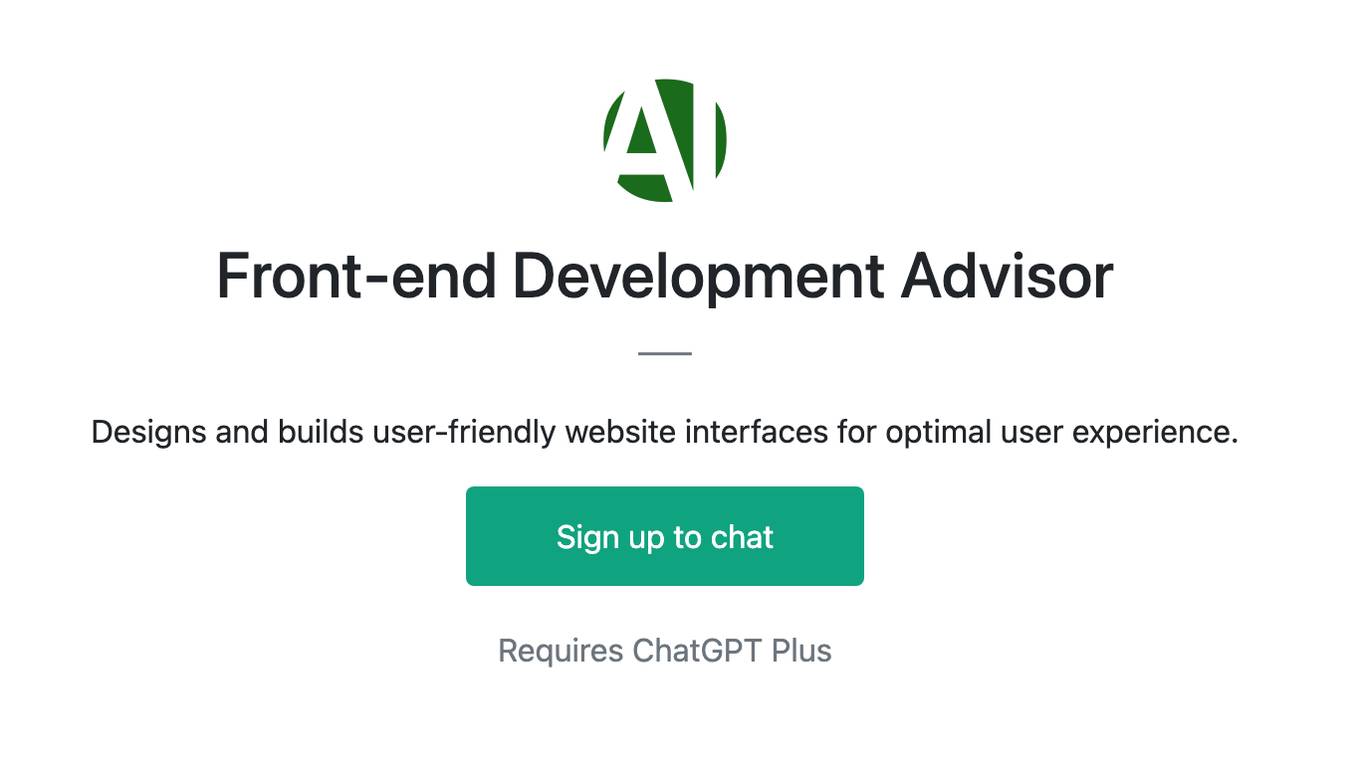 Front-end Development Advisor Screenshot