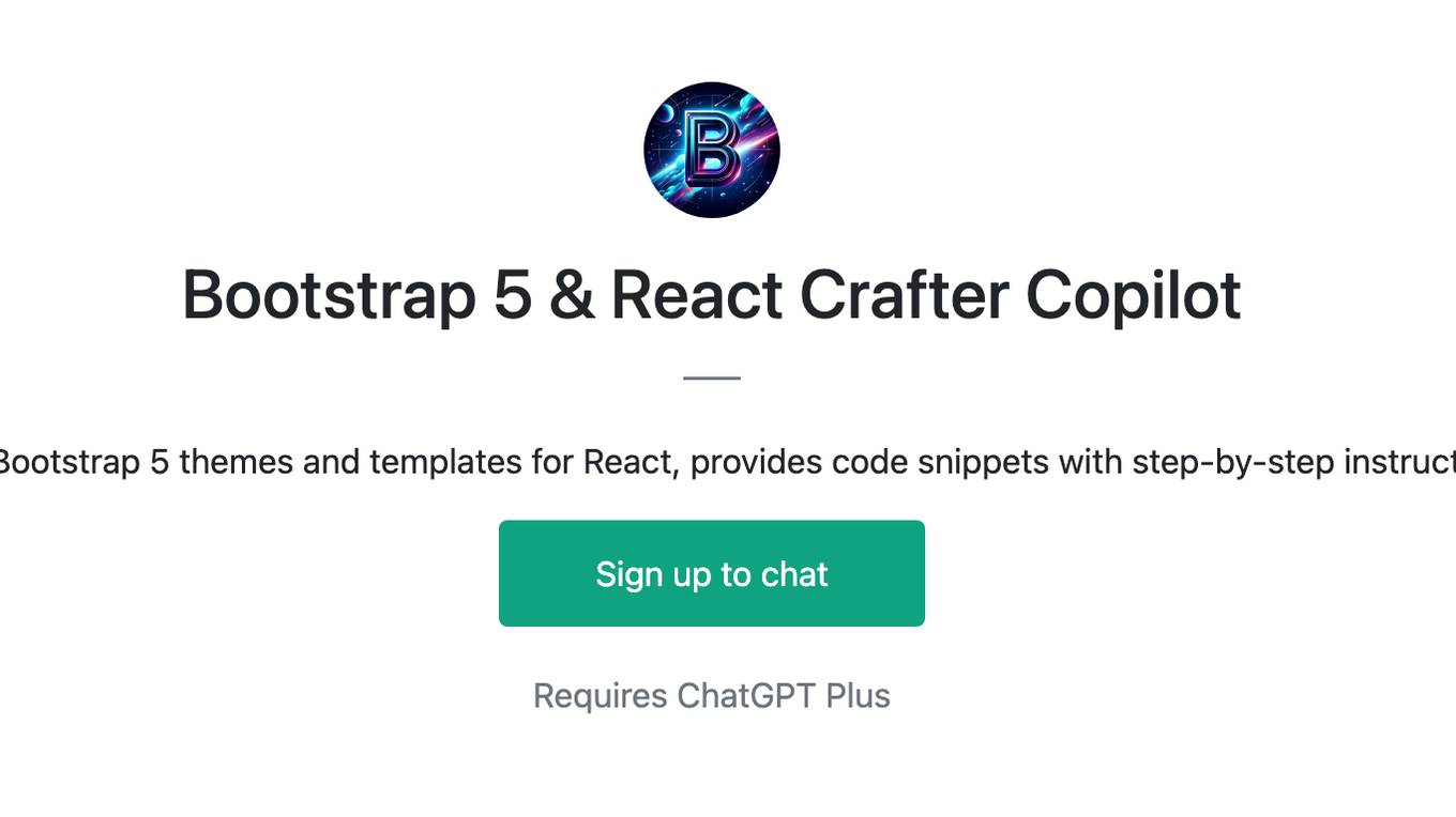 Bootstrap 5 & React Crafter Copilot Screenshot