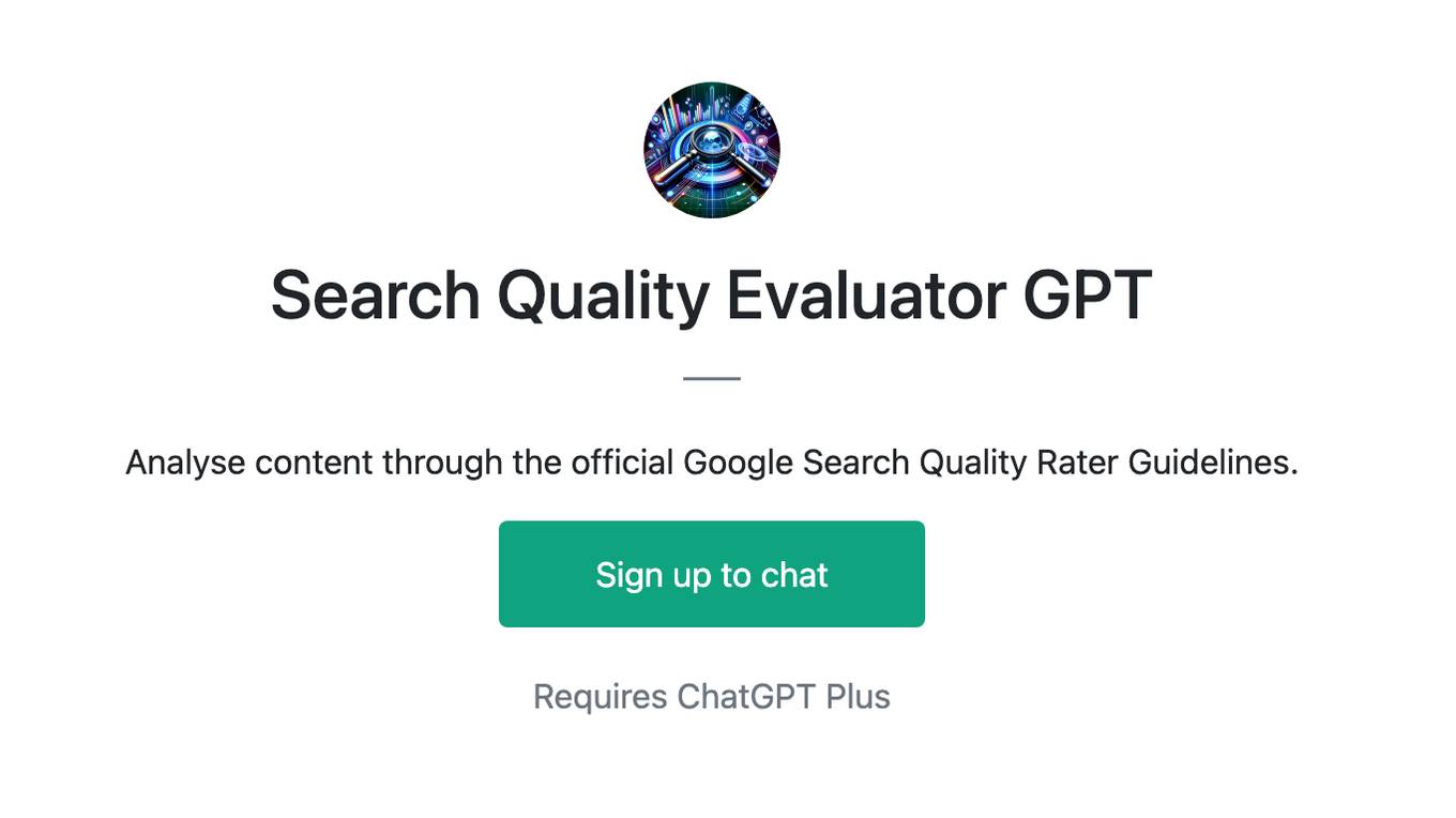 Search Quality Evaluator GPT Screenshot