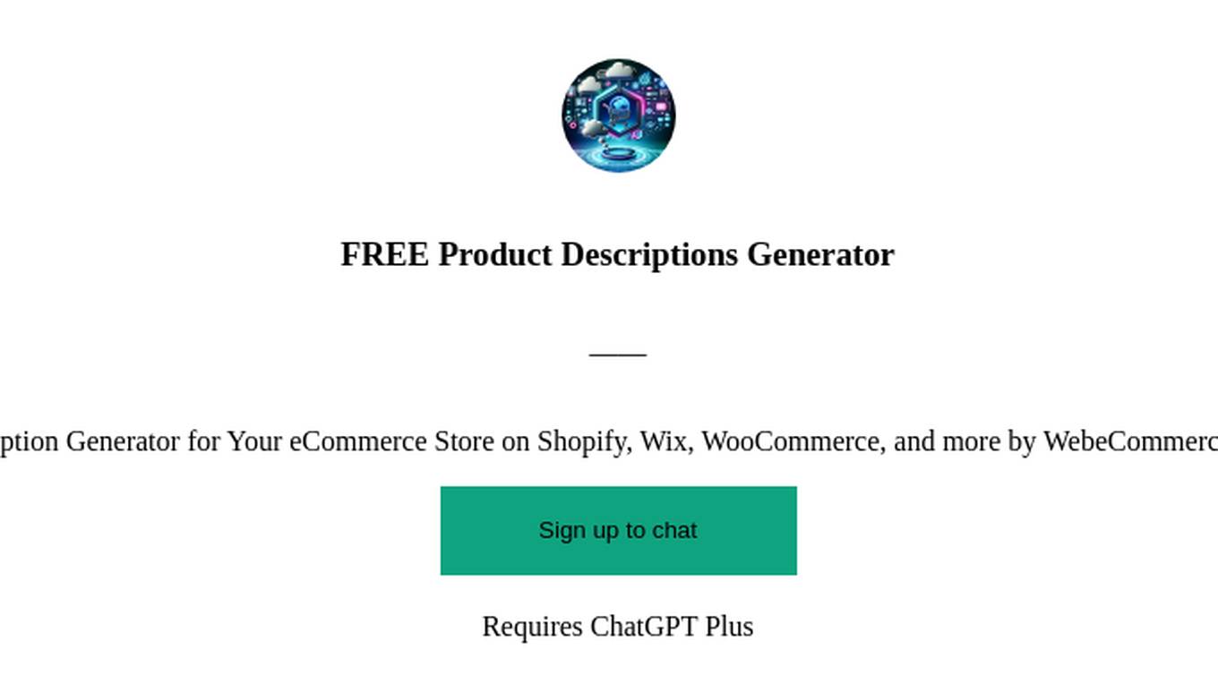 FREE Product Descriptions Generator Screenshot