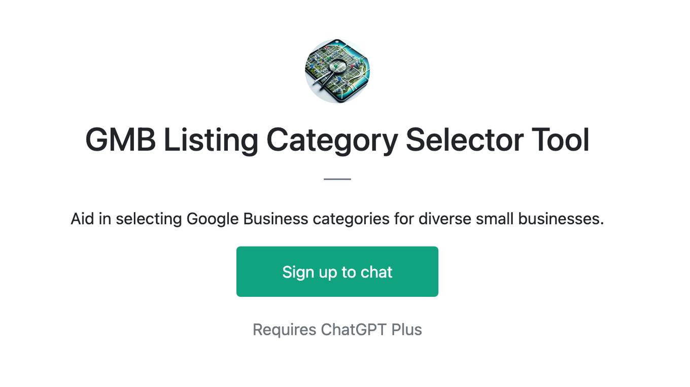 GMB Listing Category Selector Tool Screenshot