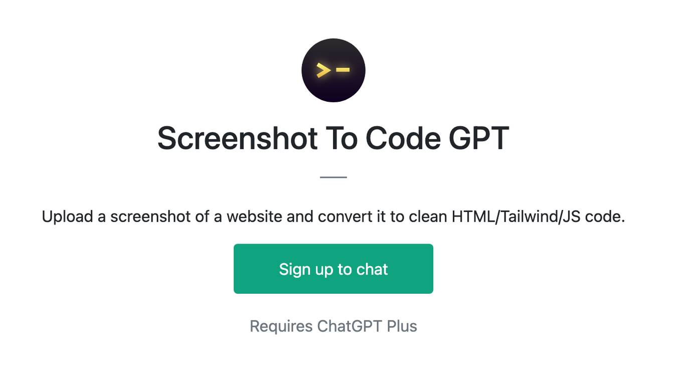 Screenshot To Code GPT Screenshot