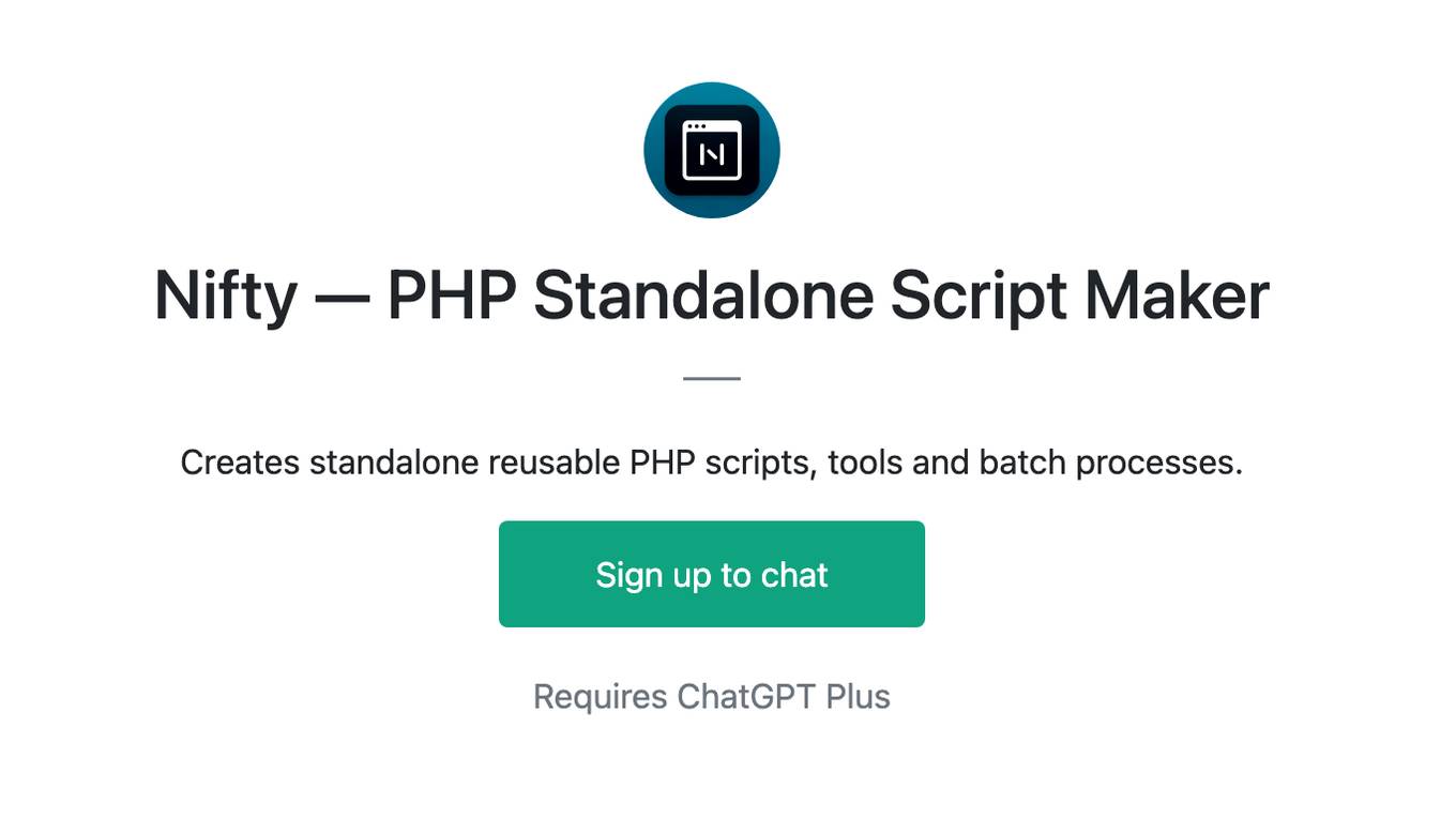 Nifty — PHP Standalone Script Maker Screenshot