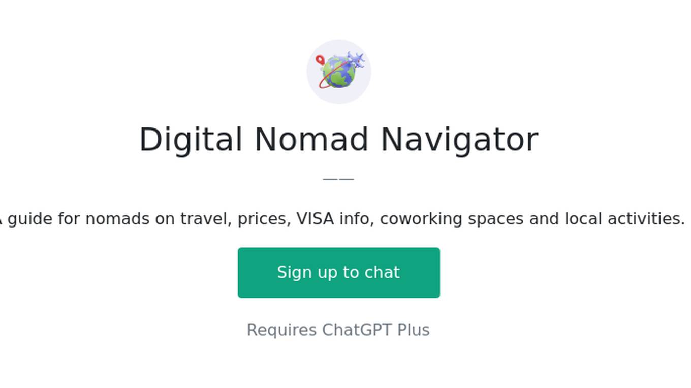 Digital Nomad Navigator Screenshot