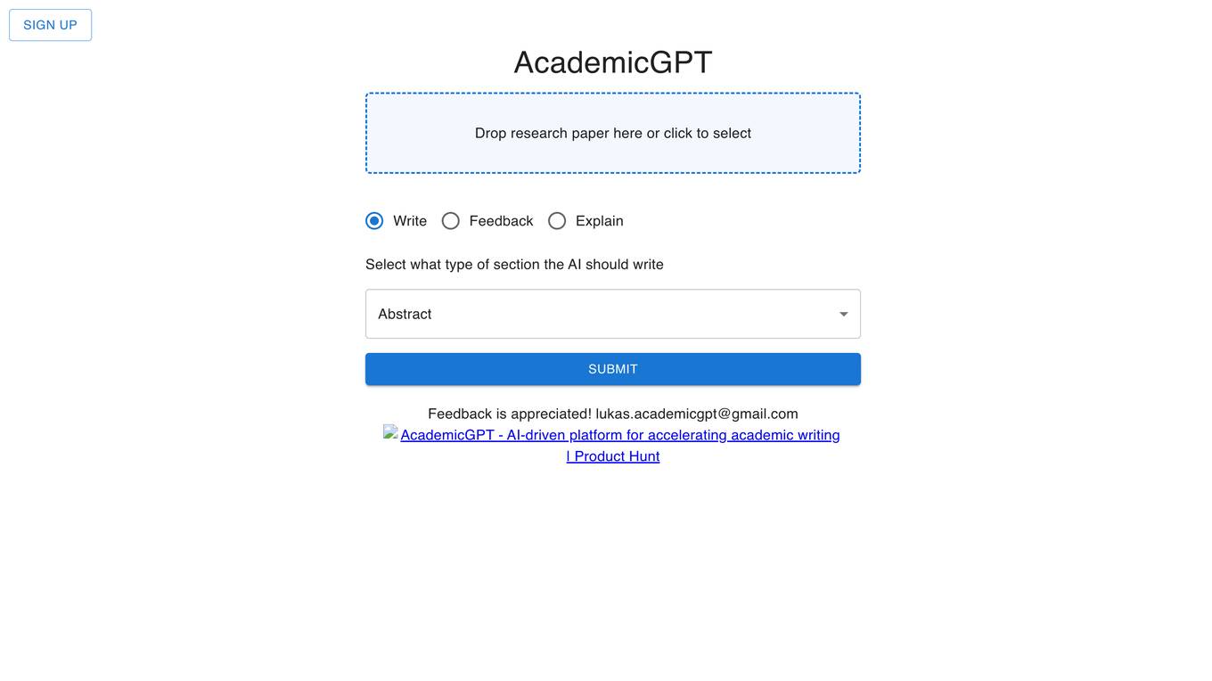 AcademicGPT Screenshot