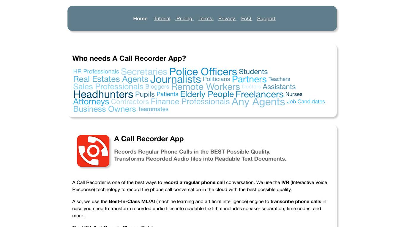 A Call Recorder App Screenshot