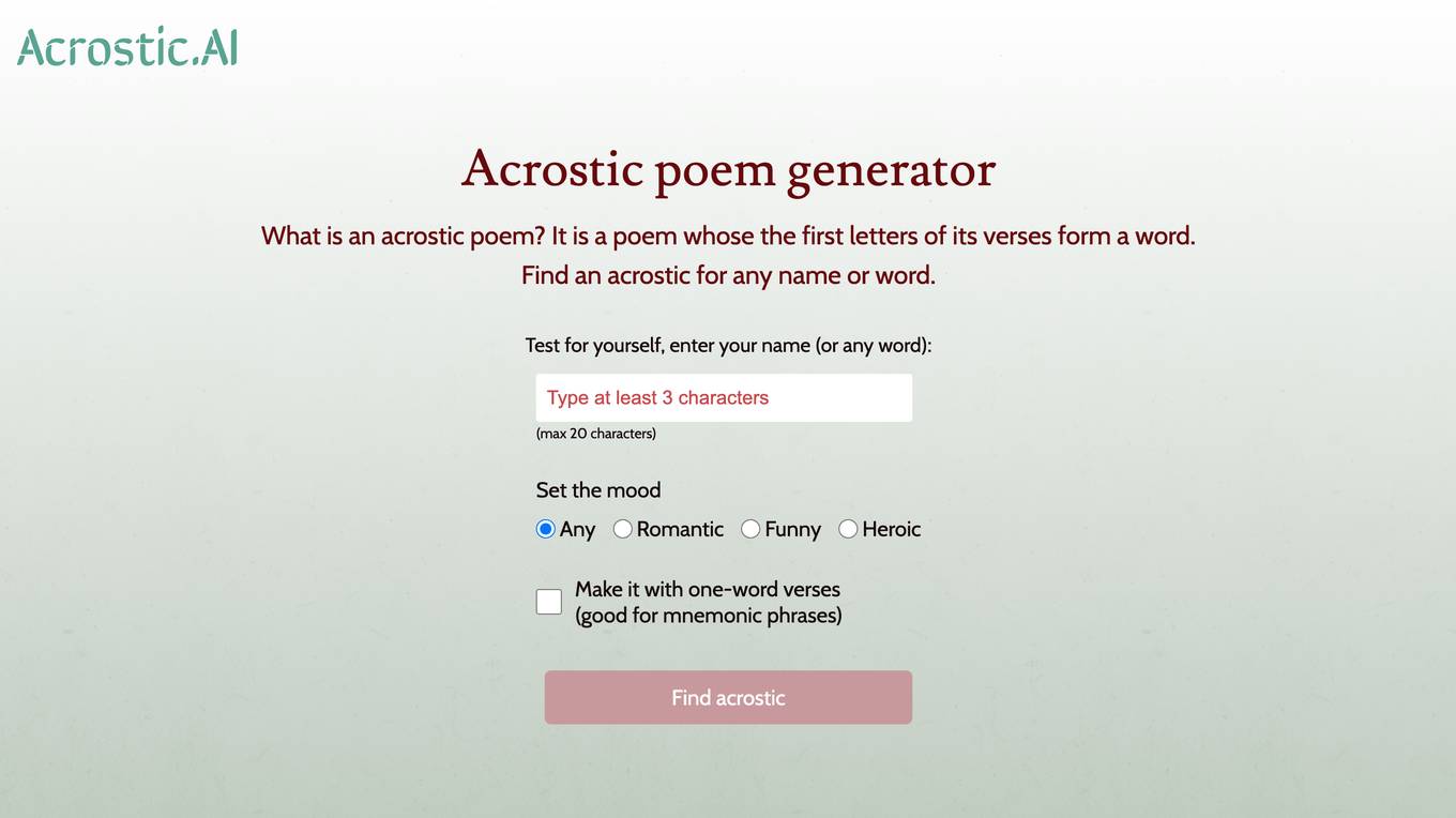 Acrostic.AI screenshot