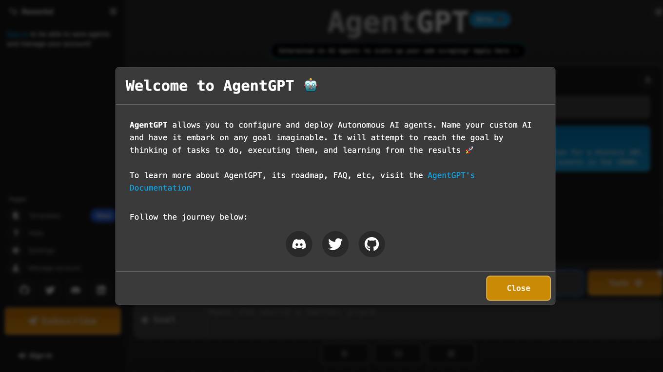 AgentGPT screenshot